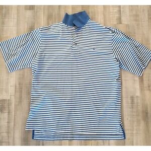 Polo Golf‎ Ralph Lauren Men's Large Golf 100% Cotton Striped Blue Polo